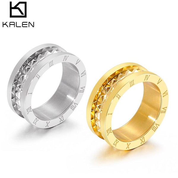 Kalen Rome 8mm Fashion Resin Stainless Steel Ring Multi-Style Ring Female Trend Jewelry.