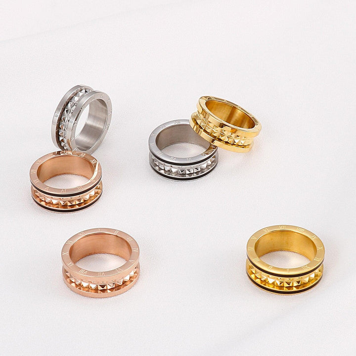 Kalen Rome 8mm Fashion Resin Stainless Steel Ring Multi-Style Ring Female Trend Jewelry.