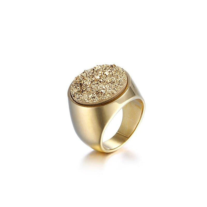 KALEN Round Colourful Crystal Bud Bague Rings For Women Gold Color Stainless Steel Wedding Bands Mujer Anillos Elegant Jewelry.