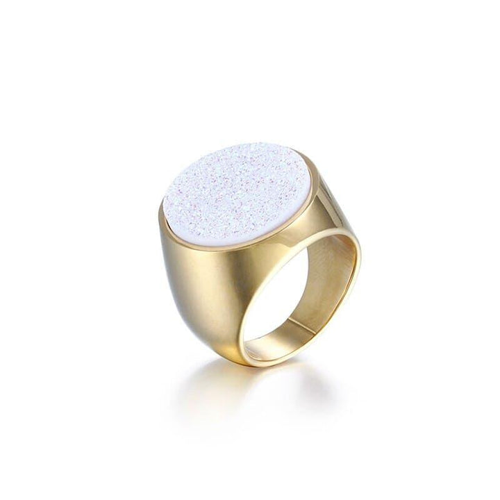 KALEN Round Colourful Crystal Bud Bague Rings For Women Gold Color Stainless Steel Wedding Bands Mujer Anillos Elegant Jewelry.