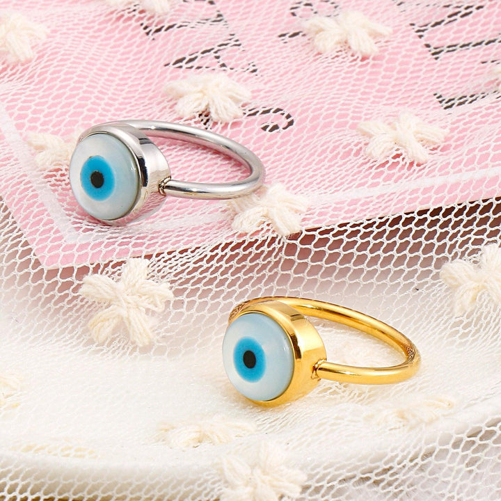 KALEN Shell Lucky Protection Eyes Rings For Women Best Fashion Party Jewelry Girl Charm Gift Blue Evil Eye Turquoise Anillos.