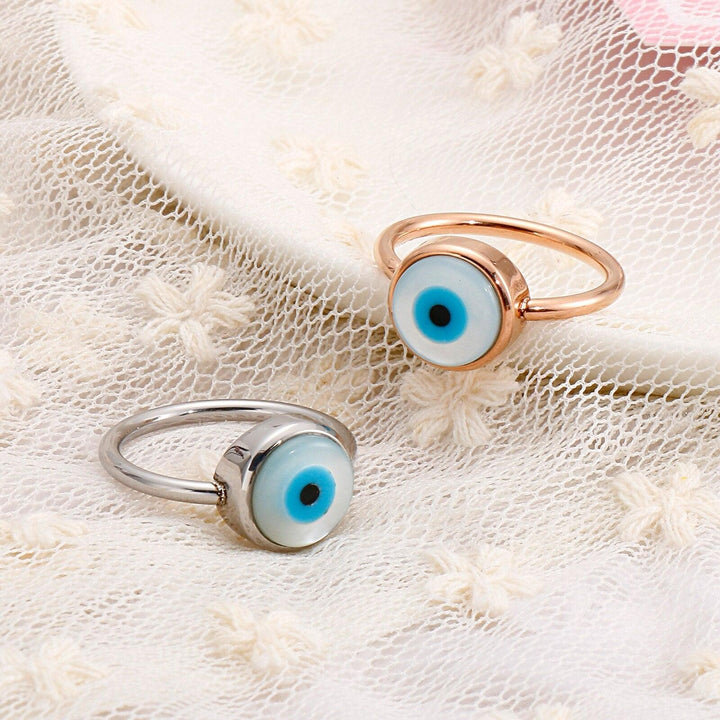 KALEN Shell Lucky Protection Eyes Rings For Women Best Fashion Party Jewelry Girl Charm Gift Blue Evil Eye Turquoise Anillos.