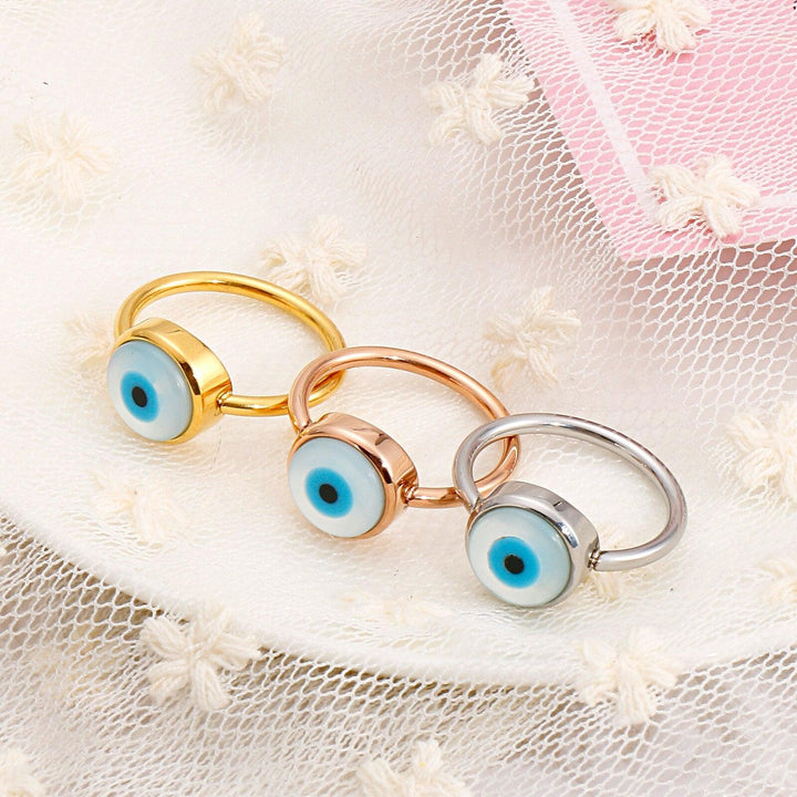 KALEN Shell Lucky Protection Eyes Rings For Women Best Fashion Party Jewelry Girl Charm Gift Blue Evil Eye Turquoise Anillos.