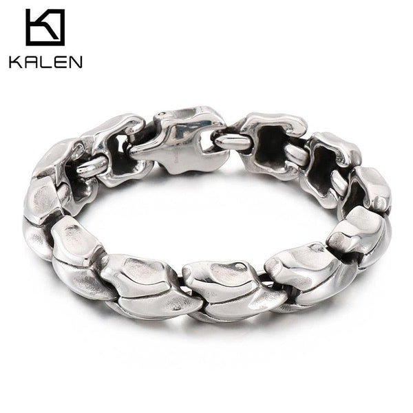 Kalen Shiny Polished Stainless Steel Bracelet For Men's Casual Trend  Link Accessories Jewelry.