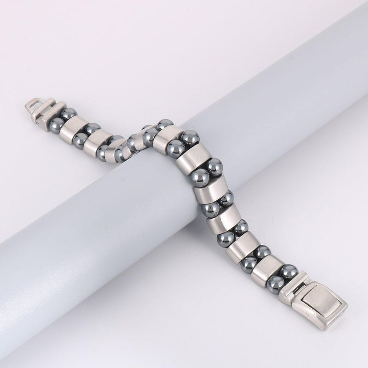 KALEN Simple Beaded Elastic Magnetic Magnet Bracelet Stainless Steel Men Jewelry Gift Bracelet.