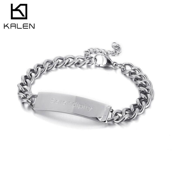 Kalen Simple Cuban Chain Men's 316L Stainless Steel Serendipity Bracelet Adjustable.