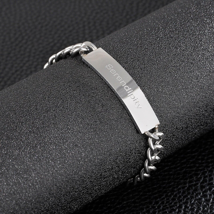 Kalen Simple Cuban Chain Men's 316L Stainless Steel Serendipity Bracelet Adjustable.