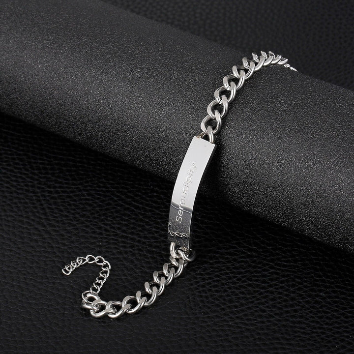 Kalen Simple Cuban Chain Men's 316L Stainless Steel Serendipity Bracelet Adjustable.