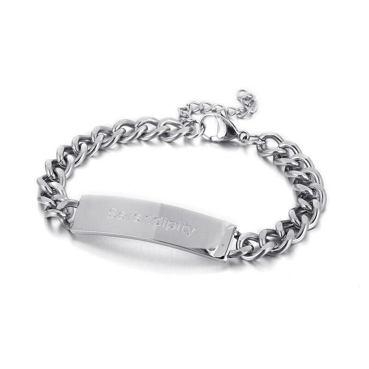 Kalen Simple Cuban Chain Men's 316L Stainless Steel Serendipity Bracelet Adjustable.