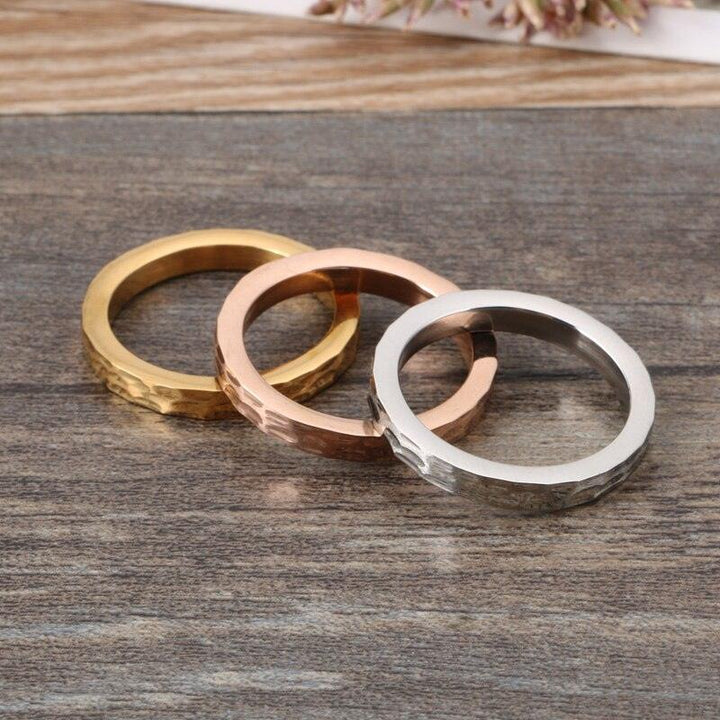 Kalen Simple Design Gold Rose Gold Stainless Steel Rings For Women High Polished Shiny Wedding Bands Mujer Anillos.