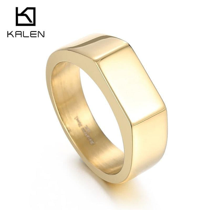 KALEN Simple Geometry Ring Men Stainless Steel 316L Classic Trendy Jewelry.