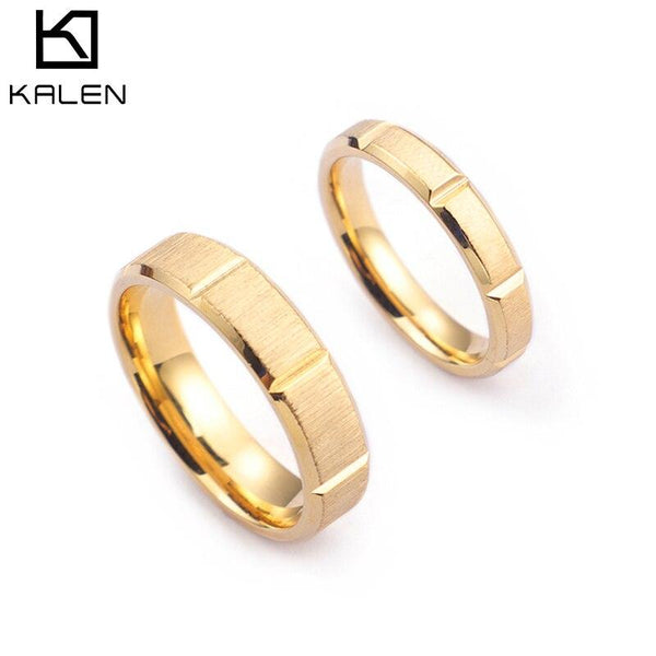 KALEN Simple Gold &amp; Color Couple Rings Anillos Mujer Stainless Steel Rings For Women Brushed Groove Wedding Bands Jewelry Gift.