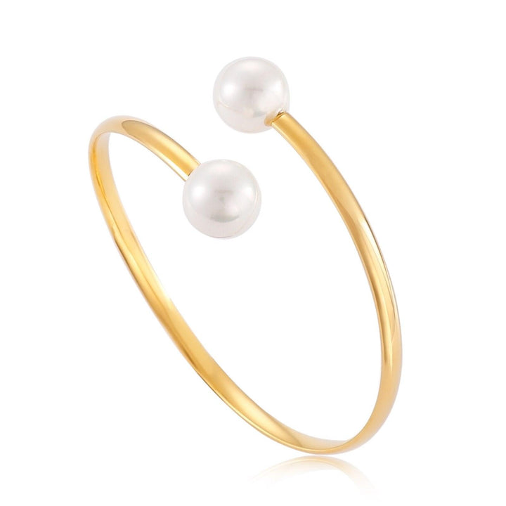 Kalen Simple Imitate Pearls Two Round Shape Pearl Metal Beads Adjustable Bracelets Charm Jewelry Accessories Gift Size 12mm.