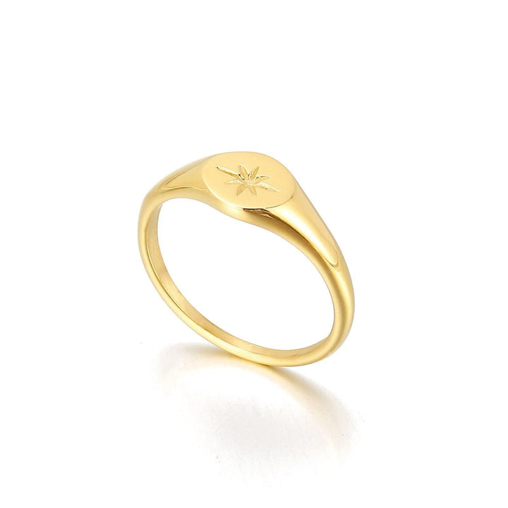 KALEN Simple North Star Starburst Signet Rings Simple Gold Color Geometry Ring Finger Stacking Band Jewelry Ring Party Gift.