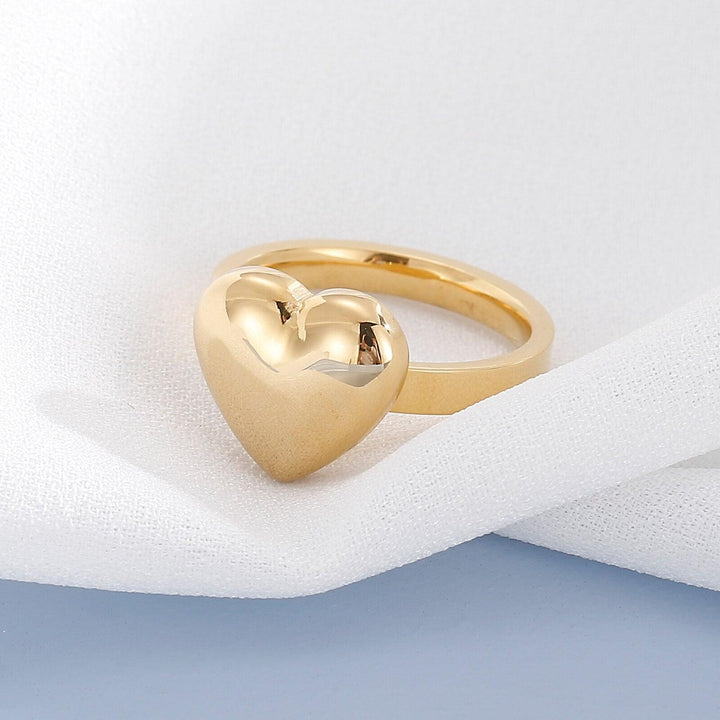 Kalen Simple Peach Heart Ring for Women Glossy Love Heart Rings Stainless Steel Ring Romantic Silver Gold Heart Metal Ring.