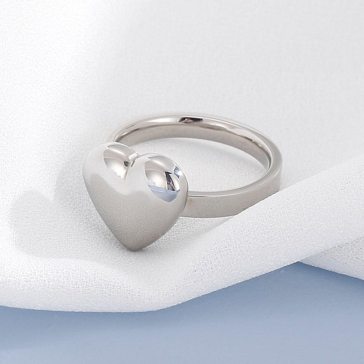 Kalen Simple Peach Heart Ring for Women Glossy Love Heart Rings Stainless Steel Ring Romantic Silver Gold Heart Metal Ring.