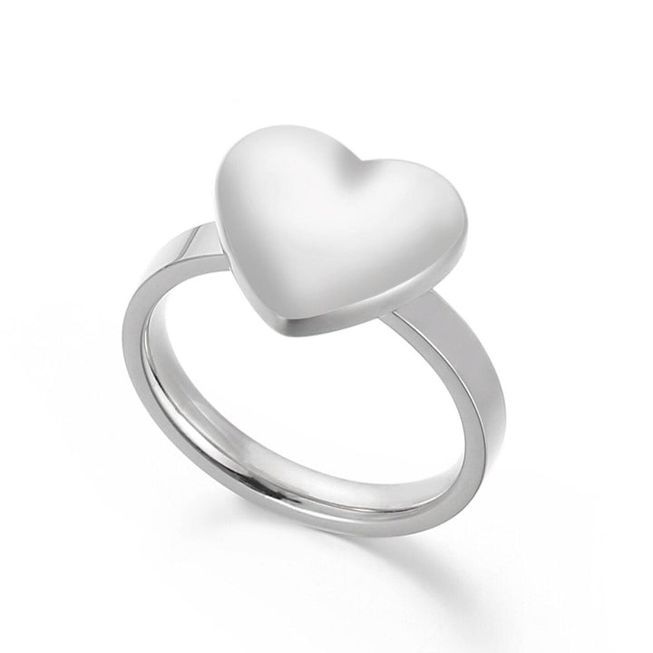 Kalen Simple Peach Heart Ring for Women Glossy Love Heart Rings Stainless Steel Ring Romantic Silver Gold Heart Metal Ring.