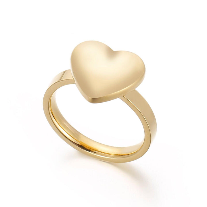 Kalen Simple Peach Heart Ring for Women Glossy Love Heart Rings Stainless Steel Ring Romantic Silver Gold Heart Metal Ring.