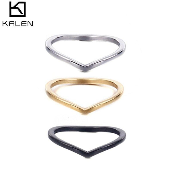 KALEN Simple Rings For Women Rose Gold Color Gold Stainless Steel Anillos Mujer Mini Geometric Metal Wedding Bands Jewelry Gift.