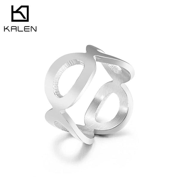 Kalen Simple Round Fresh Design Finger Stainless Steel Ring Charm Rings for Women Party Jewelry Girl Gift.