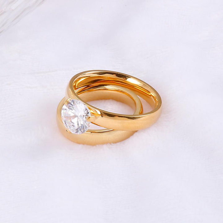 Kalen Simple Round Gold Silver Color Ring Princess Tiara Royal Crown With Crystal Rings For Women Wedding Party Fashion Jewelry.