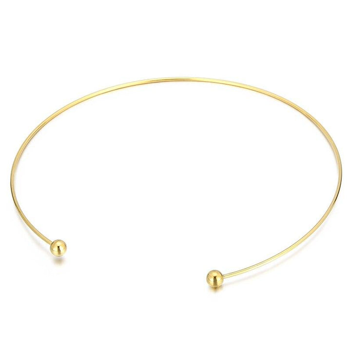 Kalen Simple Stainless Steel Zircon Torques For Women Gold Color Cuff Choker Necklaces Mujer Fashion Jewelry Girls Accessory.