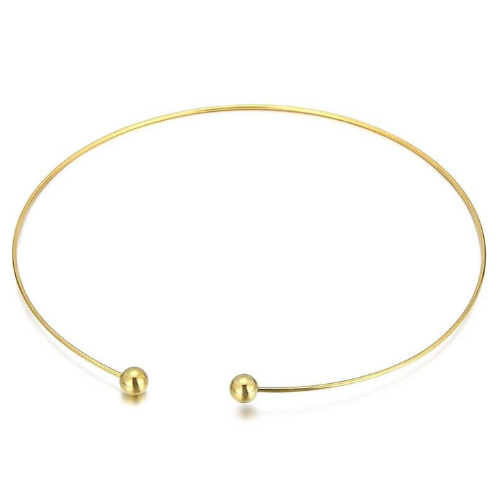 Kalen Simple Stainless Steel Zircon Torques For Women Gold Color Cuff Choker Necklaces Mujer Fashion Jewelry Girls Accessory.