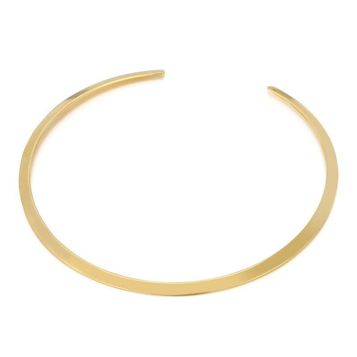 Kalen Simple Stainless Steel Zircon Torques For Women Gold Color Cuff Choker Necklaces Mujer Fashion Jewelry Girls Accessory.