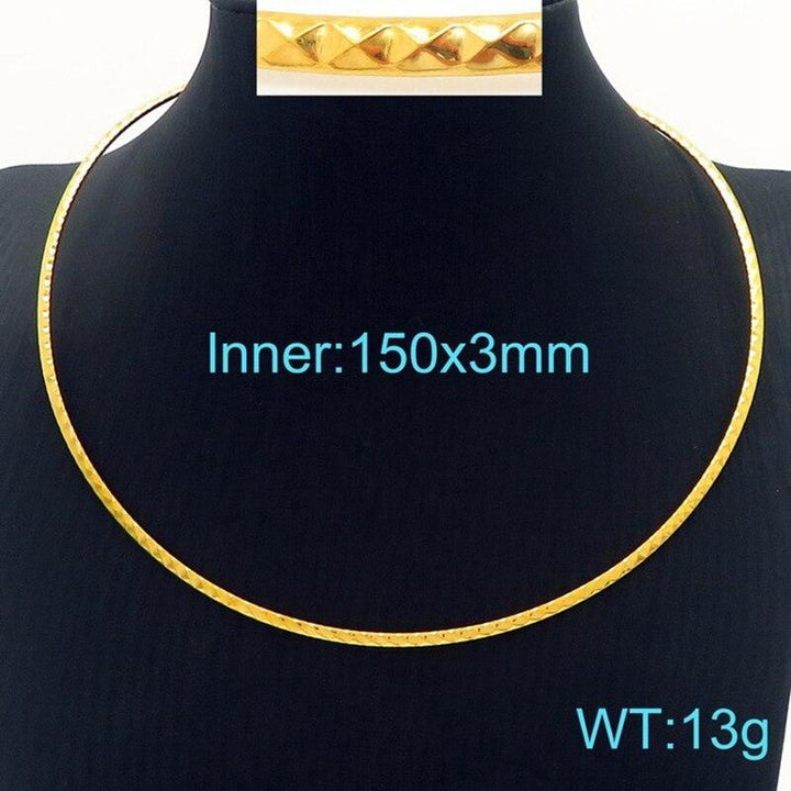 Kalen Simple Stainless Steel Zircon Torques For Women Gold Color Cuff Choker Necklaces Mujer Fashion Jewelry Girls Accessory.