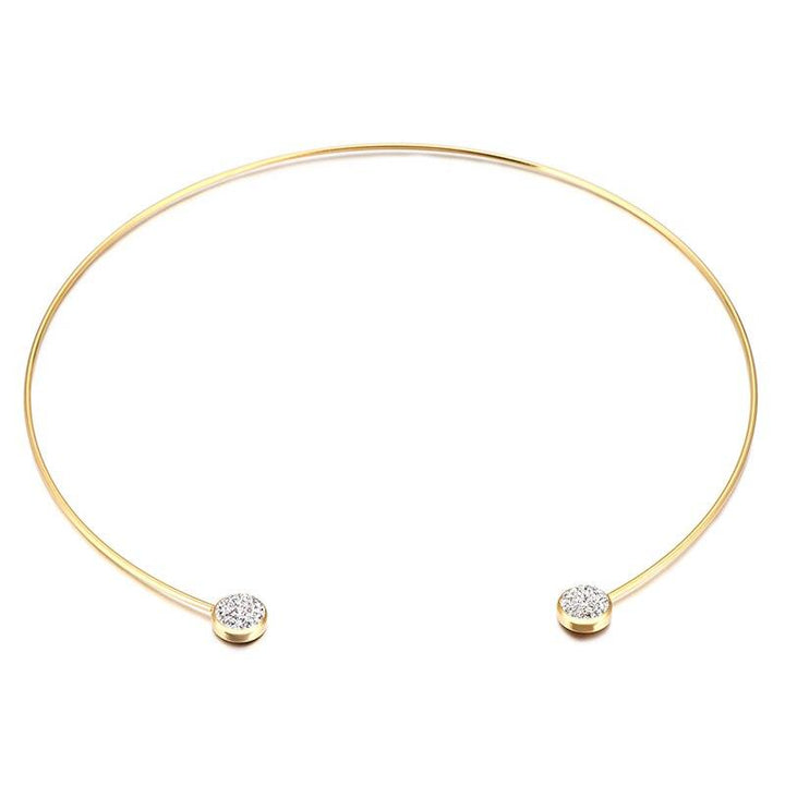 Kalen Simple Stainless Steel Zircon Torques For Women Gold Color Cuff Choker Necklaces Mujer Fashion Jewelry Girls Accessory.