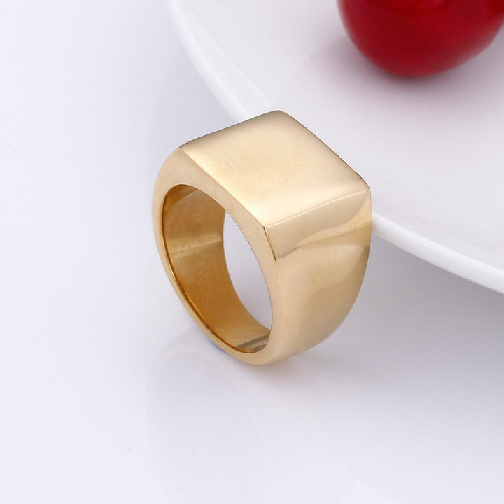 KALEN Simple Style Square Ring Classic Ring Wedding Engagement Jewelry Polished Plate Ring Couple Rings Male Party Gift.