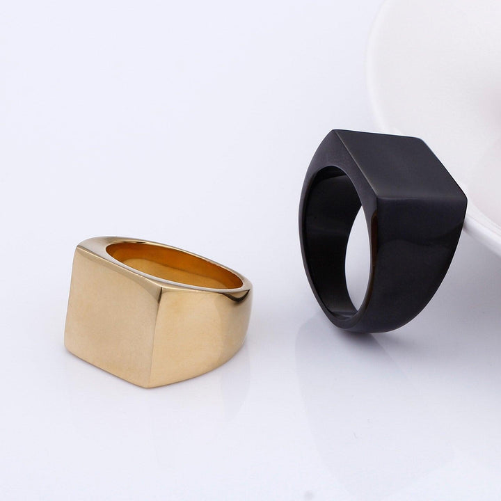 KALEN Simple Style Square Ring Classic Ring Wedding Engagement Jewelry Polished Plate Ring Couple Rings Male Party Gift.