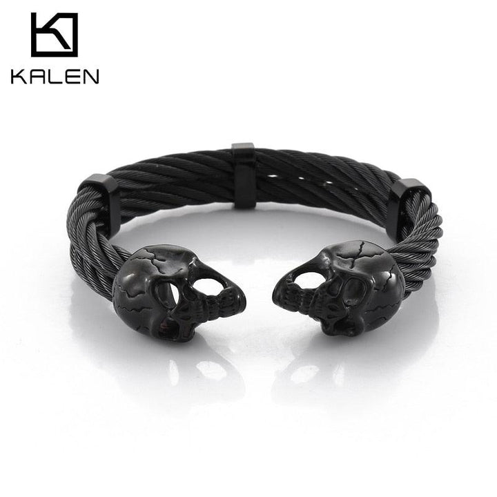 Kalen Skull 316LStainless Steel  Bangle Man Cable Wire Black/Silver Color Cuff Bracelet 2021 Jewelry.