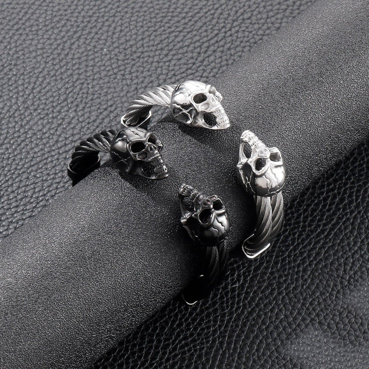 Kalen Skull 316LStainless Steel  Bangle Man Cable Wire Black/Silver Color Cuff Bracelet 2021 Jewelry.