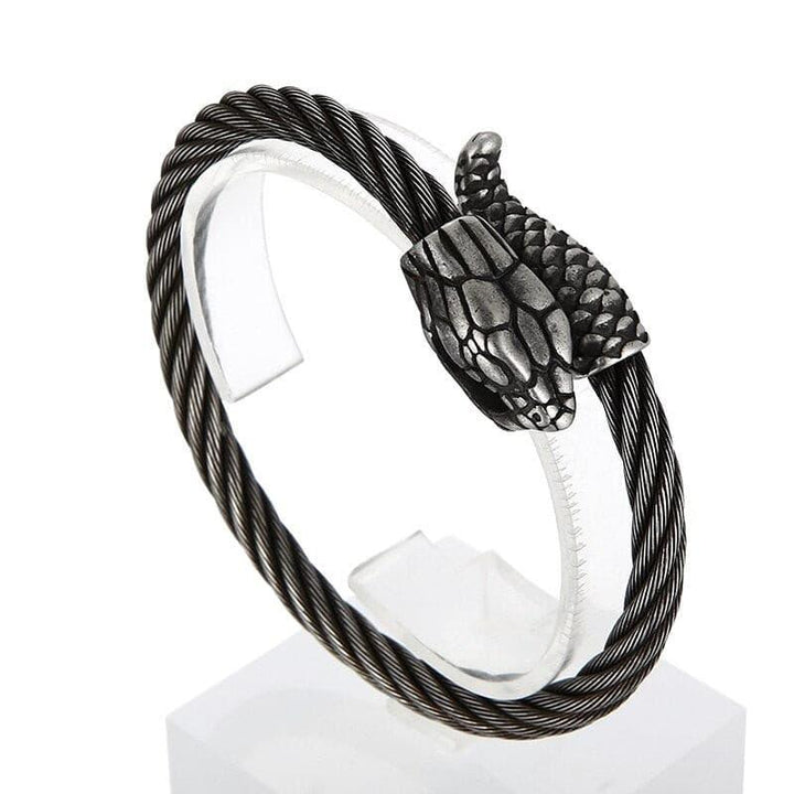 KALEN Snake Bangle Men Stainless Steel Punk Jewelry Wire Rope 4 Colors.