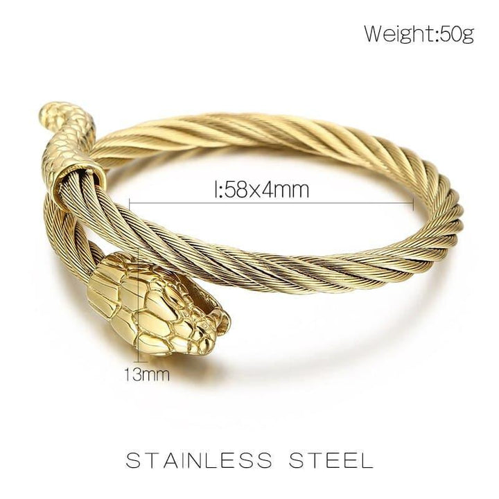 KALEN Snake Bangle Men Stainless Steel Punk Jewelry Wire Rope 4 Colors.