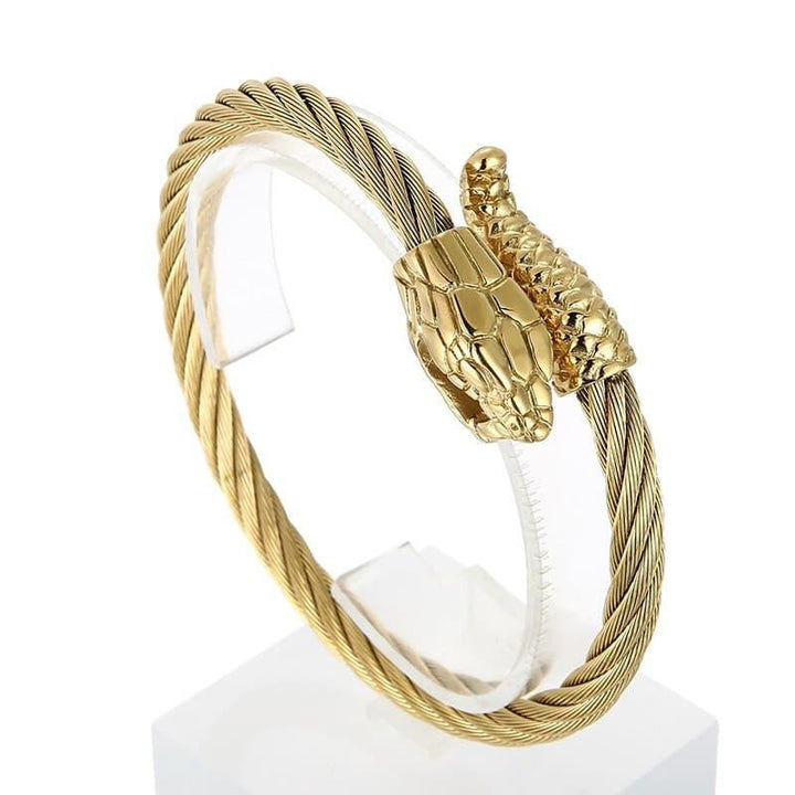 KALEN Snake Bangle Men Stainless Steel Punk Jewelry Wire Rope 4 Colors.