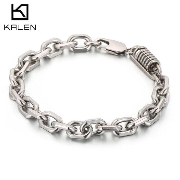 Kalen Square Combination Chain High Quality Stainless Steel Homme Bracelet Jewelry Gifts.