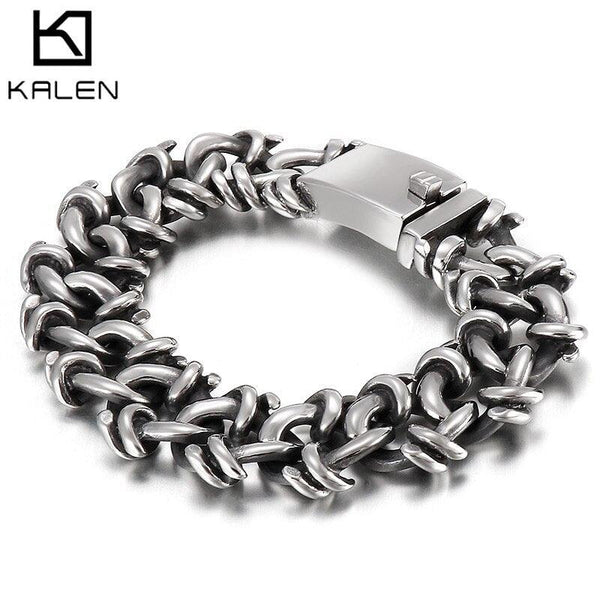 Kalen Stainless Steel 20MM Wide Bracelet Men Jewelry Twisted Chain Bracelets Party Accessories.