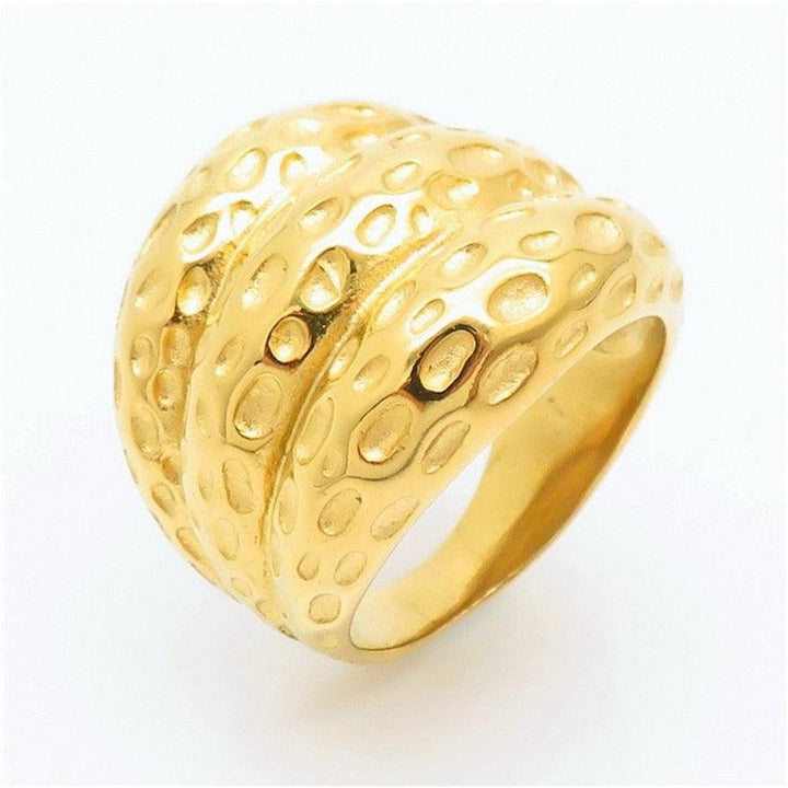 Kalen Stainless Steel 3 Color Rings Women Fashion Jewelry Golden Silver color Rose Golden Unique Cocktail Party Ring.