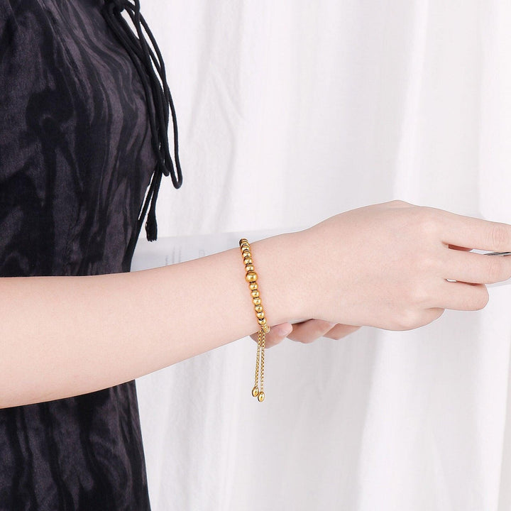 KALEN Stainless Steel Ball Bracelet For Women Korean Silver Gold Color Ball Bracelet Simple Student Adjustable Bracelet Jewelry.