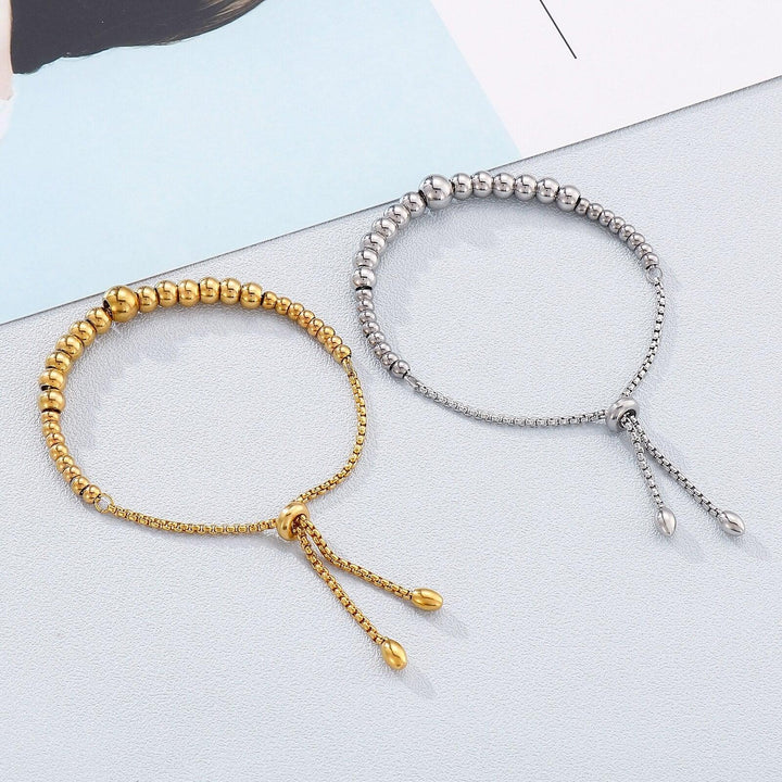 KALEN Stainless Steel Ball Bracelet For Women Korean Silver Gold Color Ball Bracelet Simple Student Adjustable Bracelet Jewelry.