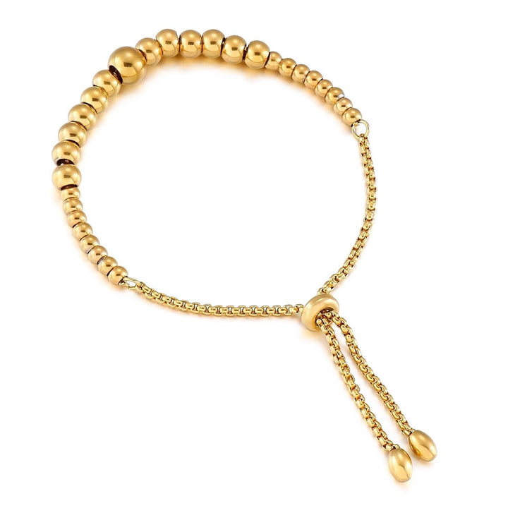 KALEN Stainless Steel Ball Bracelet For Women Korean Silver Gold Color Ball Bracelet Simple Student Adjustable Bracelet Jewelry.