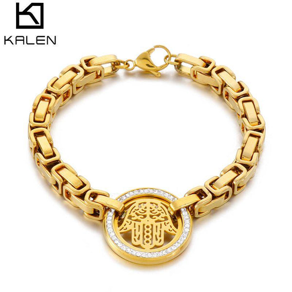 Kalen Stainless Steel Bracelet New Fashion Upscale Jewelry Boy and Girl Charm Thick Chain Bracelets Bangles For Women.