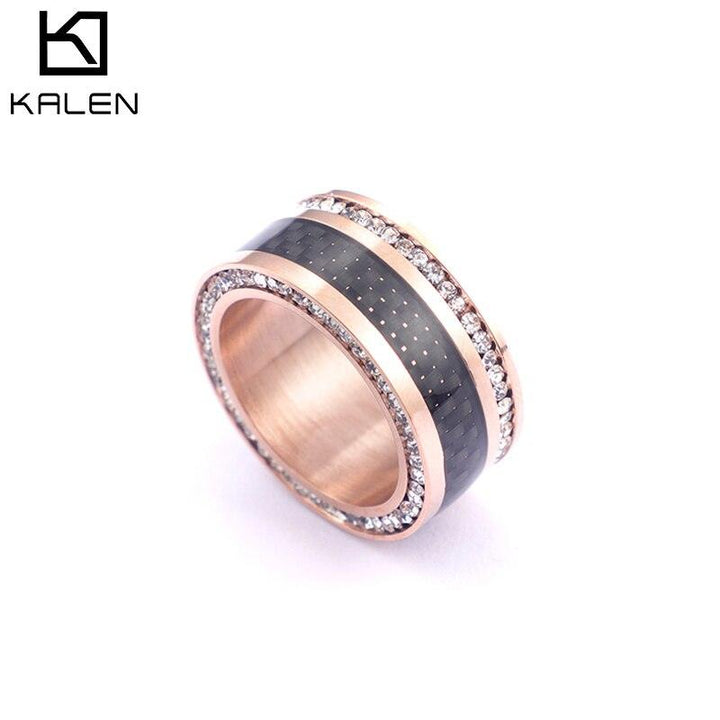 KALEN Stainless Steel Charm Ring For Women Tri-Color Rings Bague Fashion Cubic Zircon Anillos Wedding Bands Jewelry Gifts.