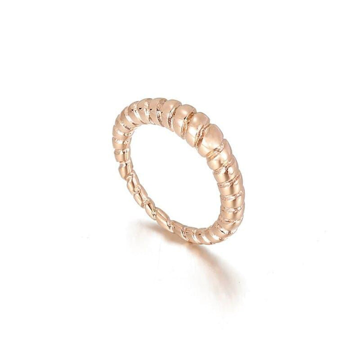 KALEN Stainless Steel Croissant Rings for Women Braided Twisted Signet Chunky Dome Ring Stacking Band Jewelry Statement Ring.