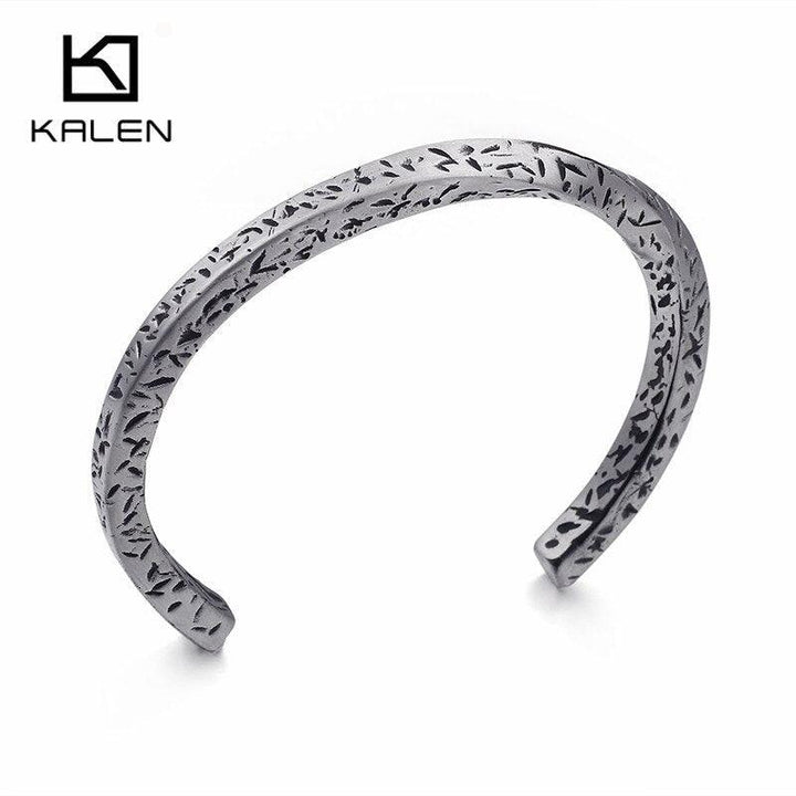 KALEN Stainless Steel Cuff Bracelet For Men Hip Hop Silver Color Twisted Bangle Male Jewelry.