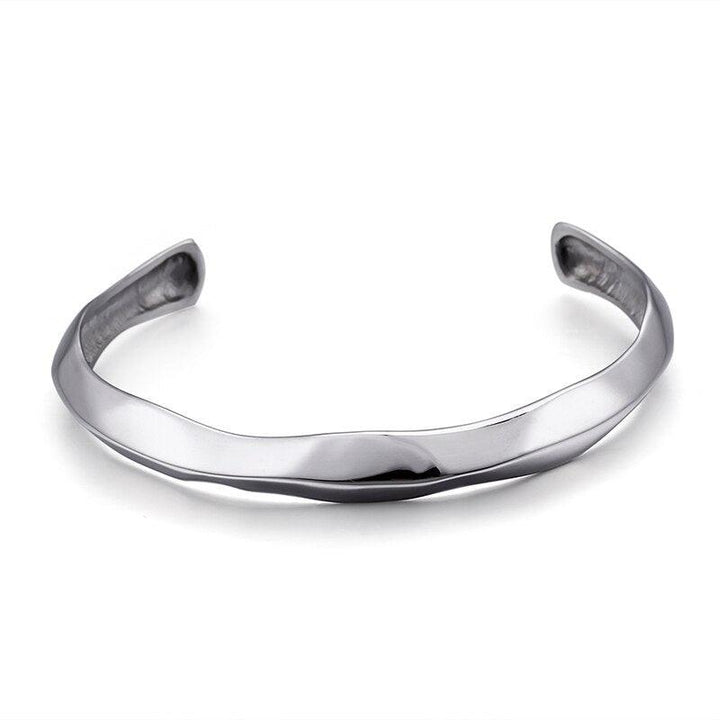 KALEN Stainless Steel Cuff Bracelet For Men Hip Hop Silver Color Twisted Bangle Male Jewelry.