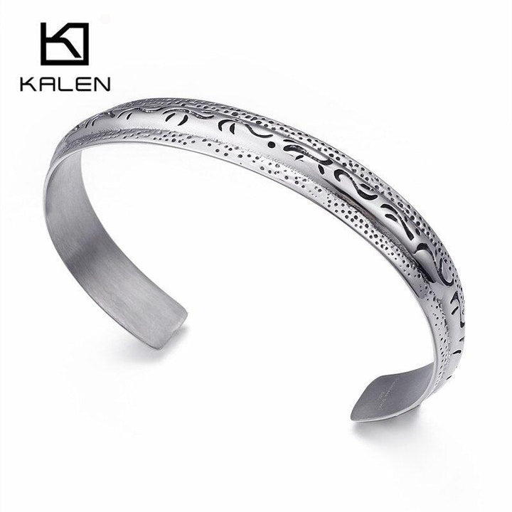 KALEN Stainless Steel Cuff Bracelet For Men Hip Hop Silver Color Twisted Bangle Male Jewelry.