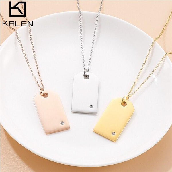 KALEN Stainless Steel Custom Personalized Necklace 3 Colors Photo Name Free Engrave Necklaces For Women Men Valentines Gift.